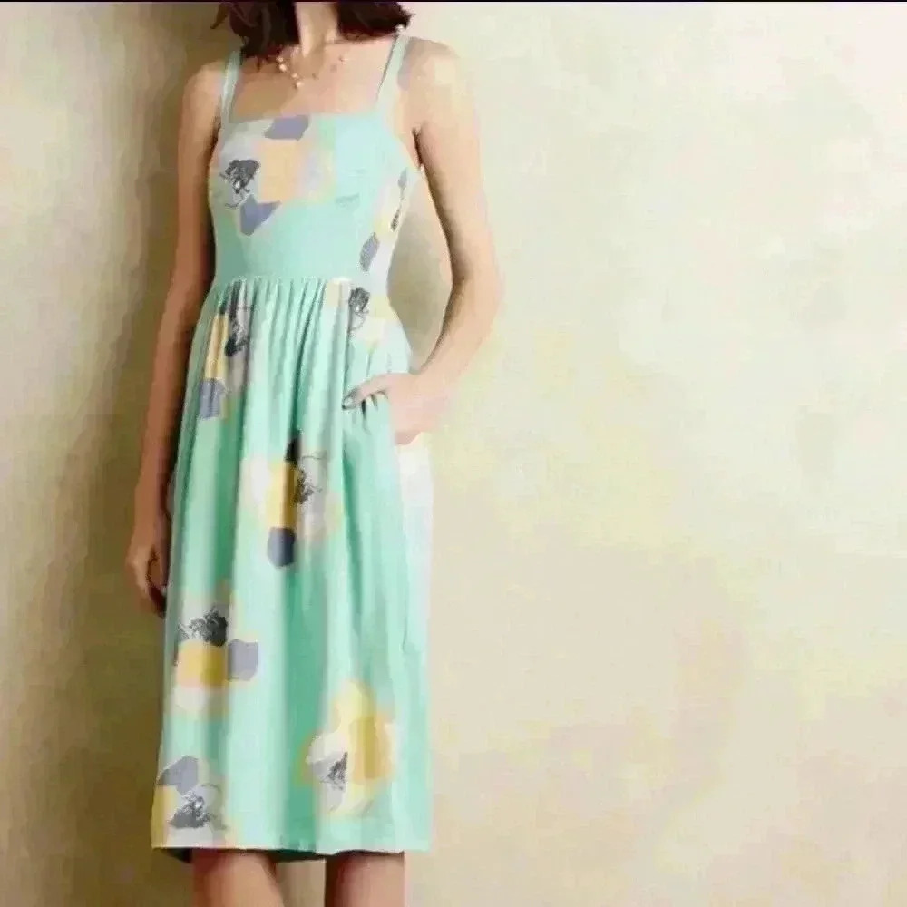 Anthropologie Corey Lynn Calter Sketchbook Dress Blue Floral